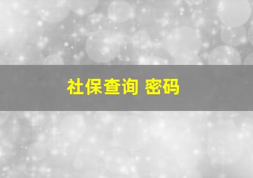 社保查询 密码